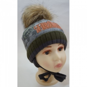 WD168/XE Шапка 52/54 р для мальчиков с натуральным помпоном Barbaras