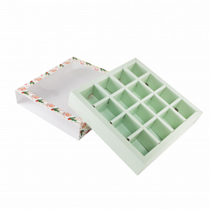 Коробка с обечайкой для 16 конфет с разделителями 