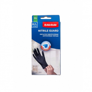 Перчатки NITRILE GUARD одноразовые нитриловые M/L 10шт черные
