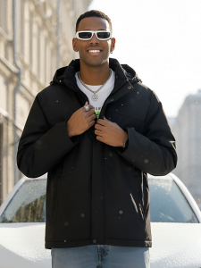 Куртка спортивная мужская зимняя большого размера черного цвета 66613Ch