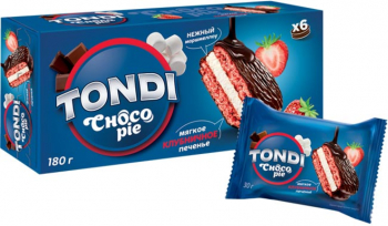 «Tondi», choco Pie клубничный, 180г