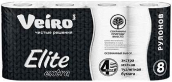 Туалетная бумага ролевая Veiro Elite 4-слойная, 8 рул. в компл.