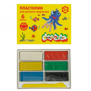 Пластилин «Каляка-Маляка», 6 цветов, 90 г, со стеком