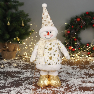 Мягкая игрушка «Снеговик звёзды» (59?21 см выдвинутые ножки) 40?21 см, золотисто-белый