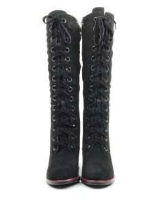 02-XR194-1 BLACK Сапоги женские (натуральная замша, натуральный мех (евромех))
