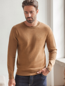 Джемпер с круглым воротом из хлопка с нейлоном