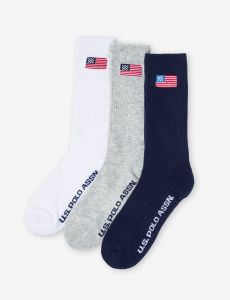 MENS 3PK FLAG ASSORTED CREW SOCKS