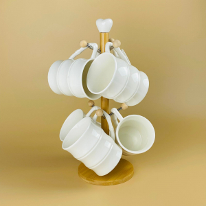 140-153 Набор 6 кружек 340мл на подставке BAMBOO в под.уп.(х8)Фарфор