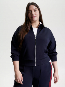 Curve Stripe Collar Zip-Up Sweatshirt