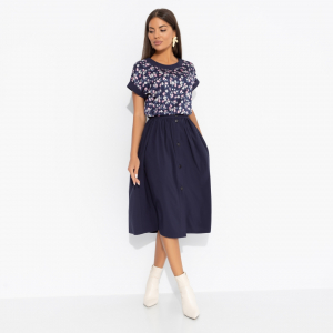 Комплект с юбкой с карманами, Молодая и привлекательная (2 в 1, индиго)