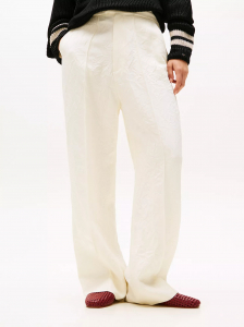 Crinkle-Finish Tailored Drapey Pant
