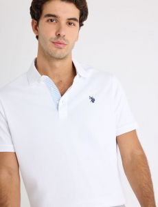 SOLID INTERLOCK POLO SHIRT WITH STRIPE TRIM