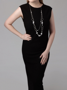 Бусы «Жемчужный мир» кольца с бусинами, белые в серебре, 90 см