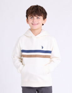 BOYS CHEST STRIPE FLEECE HOODIE