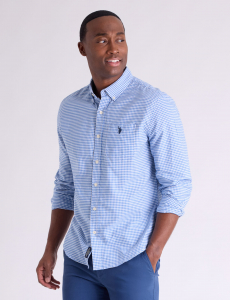LONG SLEEVE LIGHT WEIGHT GINGHAM OXFORD SHIRT
