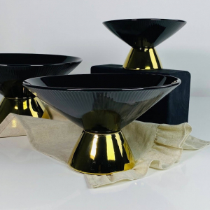 163-015 Фруктовница 22,5х13см на ножке MULTICOLOR в под.уп.(х12)Фарфор