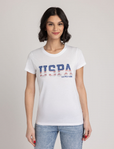 RHINESTONE AMERICANA SCOOP NECK T-SHIRT