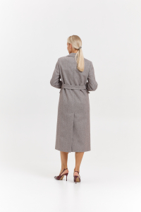 Пальто женское демисезонное 27210 (коричневый/ёлочка)