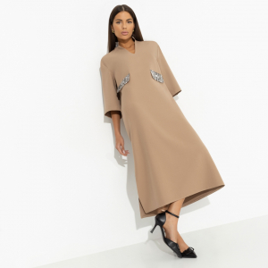 Платье с имитацией карманов, Деловая леди (миндальный)