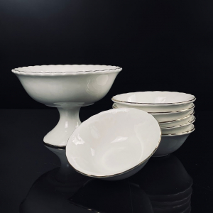 305-087 Набор для варенья креманка 14см и 6 розеток 10см АВРОРА ЗОЛОТО в под.уп.(х12) Фарфор