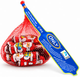 Шоколадные Санта Клаусы ONLY (молочный шоколад) в сетке 85 г