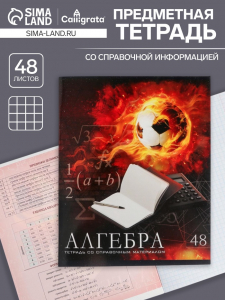 Тетрадь предметная, 48 листов в клетку, Calligrata, «Футбол. Алгебра»