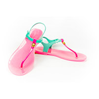 Сандалии Skull светло-розовые с голубым и малиновым от Zhoelala / Zhoelala Skull light pink blue magenta