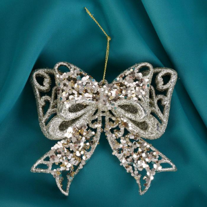 Ёлочная игрушка «Зимнее волшебство. Сияющая глазурь - бант» пластик, 11.5?10.5 см, золото