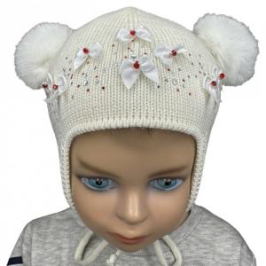 2819 Шапка зимняя с помпонами из кролика TuTu