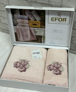 Набор полотенец EFOR из 2-х предметов (50*90 и 70*140) ROSE персик SOMON