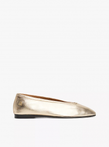 Metallic Leather Ballerina Flat