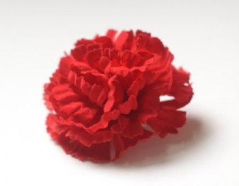 Искусственные цветы, Голова гвоздики бархатная для ветки, венка красный