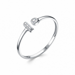 Кольцо с фианитом родированное серебро 925*