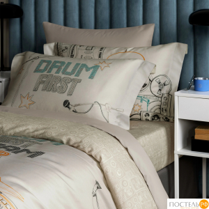 TOGAS АРДИСС беж-сер Простыня на резинке 120х200+35, 1 пр, хл/сат.