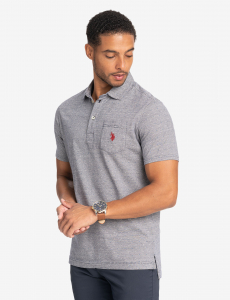 PRINTED END-ON-END STRIPED POLO SHIRT