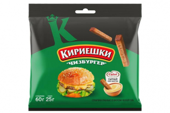 «Кириешки», сухарики ржаные со вкусом чизбургера и с сырным соусом «Calve», 85 г