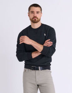 SOLID PEACHED FLEECE CREW NECK PULLOVER