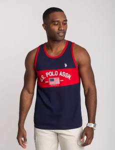 COLOR BLOCK FLAG MUSCLE TANK