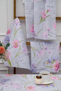 Набор Кухонных полотенец Цветы и письма голубой