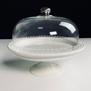 140-179 Тортовница 30см на ножке с крышкой BAMBOO в под.уп.(х6)Фарфор