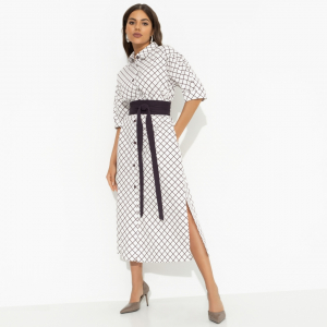 Платье-рубашка свободного кроя, Гипнотический минимализм (с поясом)