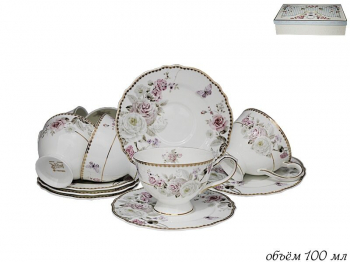 108-221 Кофейный набор 12пр., 100 мл  ПИОНЫ в под.уп.(х8)Фарфор