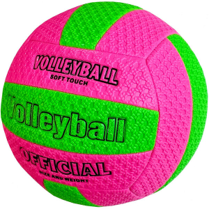 E29209-3 Мяч волейбольный (розово/зеленый) пляжный, TPU 2.5, 280 гр