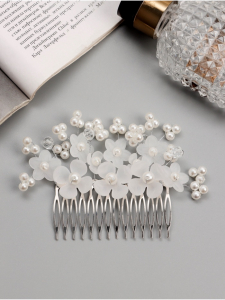 Гребень для волос QF «Эмилия», цветочный, 11?6 см, белый