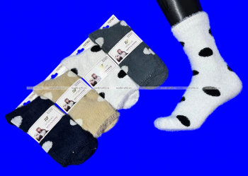 Ecosocks носки женские ангора НОРКА ШЕРСТЬ высокие ГОРОХ арт. 6624