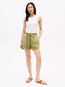Linen-Blend Paper Bag Short