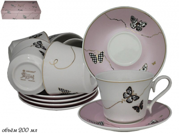 133-099 Чайный набор 12пр. 220 мл Butterfly в под.уп.(х6)Фарфор