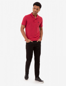 JACQUARD MARLED STRIPE POLO SHIRT