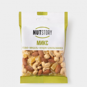«NutStory», кешью, миндаль, фундук и цукаты ананаса, 43 г