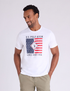 AMERICANA FLAG GRAPHIC PRINT JERSEY T-SHIRT